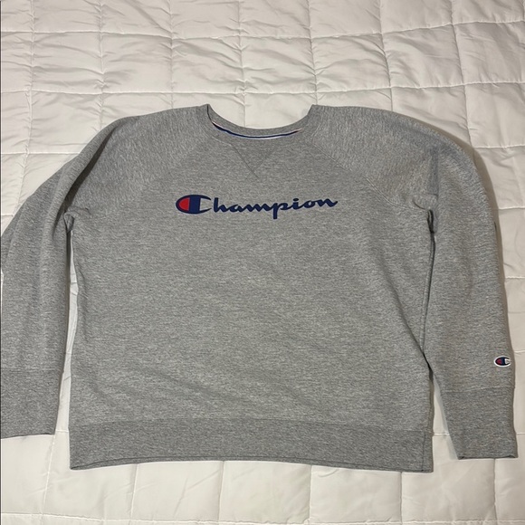 Champion Gray Long Sleeve Crewneck Sweatshirt XL - Picture 1 of 8